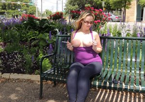 18 year old girl Nicole Ray showing off her tits and twat on golf course